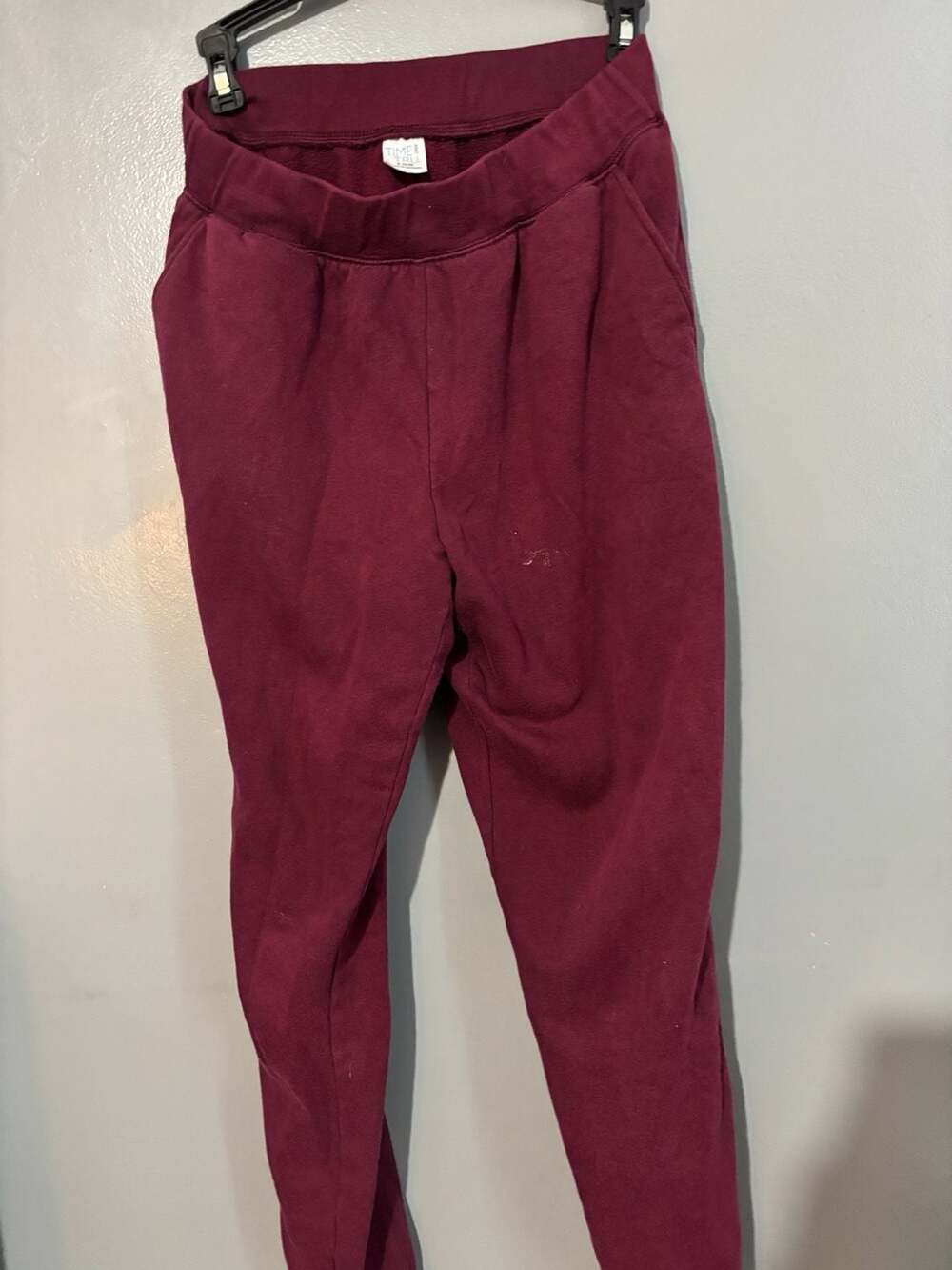 Time and Tru Women's Maroon High-Waisted Jogger Sweatpants Small